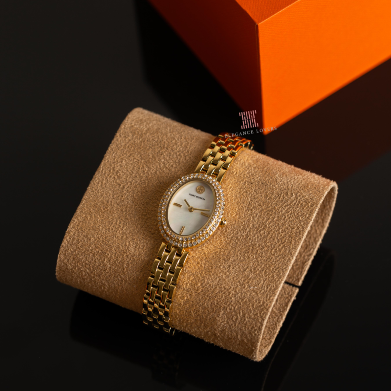 Tory Burch Oval Mother of Pearl Dial Gold Steel Strap Watch for Women - TBW6034 Buy Now By Tory Burch