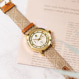 Tory Burch The Tory Chronograph White Dial Maroon Jacquard Strap Watch for Women - TBW1050 Buy Now By Tory Burch