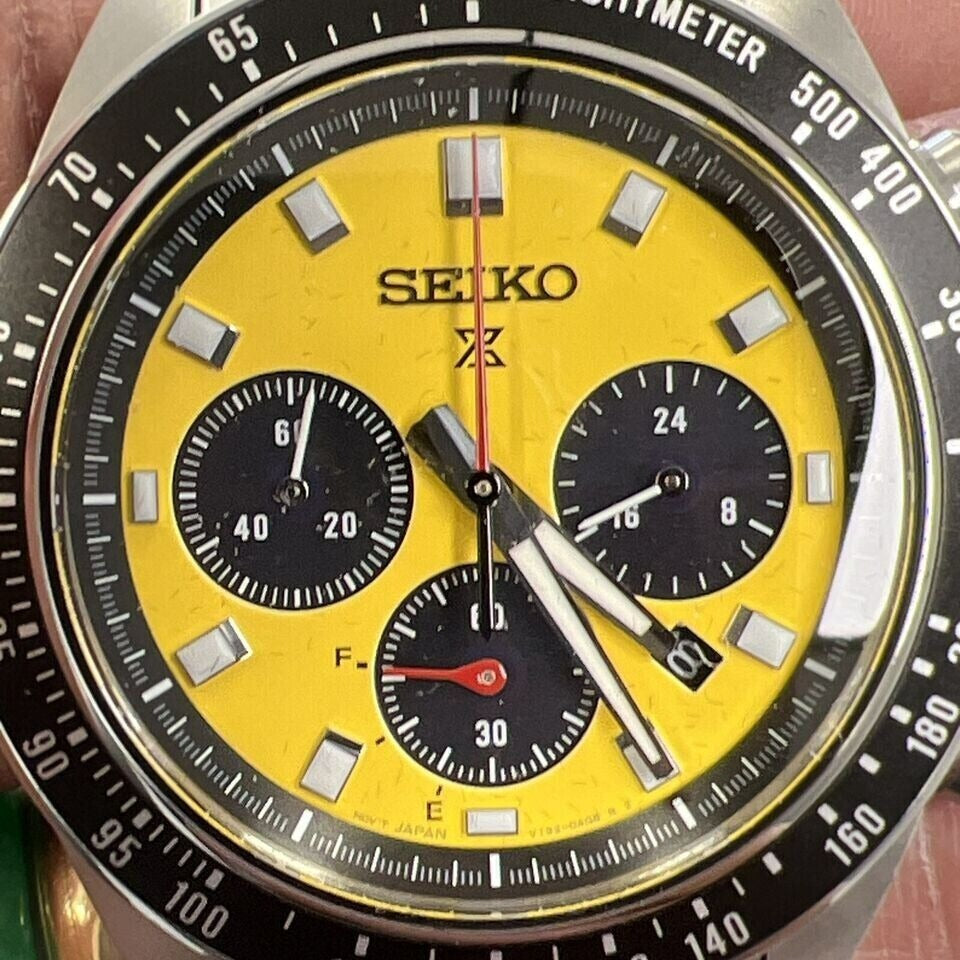 Seiko Prospex Speedtimer Solar Chronograph Yellow Dial Silver Steel Strap Watch for Men - SSC929 Buy Now By Seiko