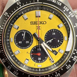 Seiko Prospex Speedtimer Solar Chronograph Yellow Dial Silver Steel Strap Watch for Men - SSC929 Buy Now By Seiko