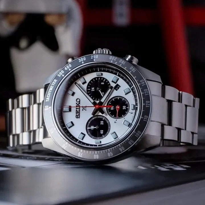 Seiko Prospex Speedtimer Solar Chronograph Silver Dial Silver Steel Strap Watch for Men - SSC911 Buy Now By Seiko
