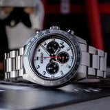 Seiko Prospex Speedtimer Solar Chronograph Silver Dial Silver Steel Strap Watch for Men - SSC911 Buy Now By Seiko