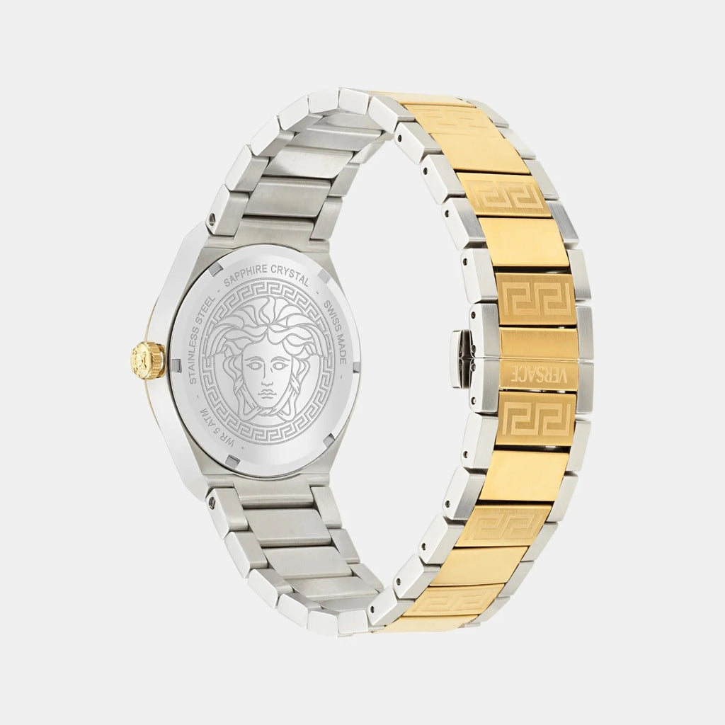 Versace V-Auria Quartz Green Dial Two Tone Steel Strap Watch for Men - VE0F00425 Buy Now By Versace