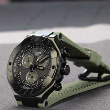 Tissot T Race Chronograph Black Dial Green Rubber Strap Watch for Men - T141.417.37.061.02 Buy Now By Tissot