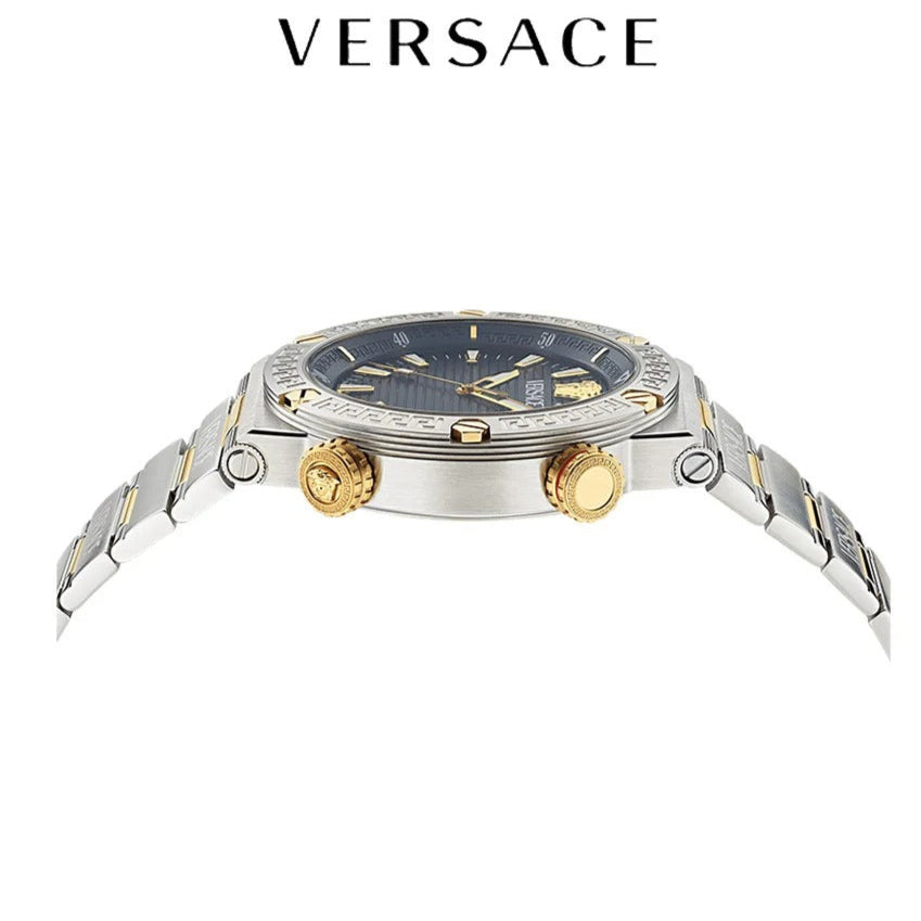 Versace Greca Logo Diver Quartz Black Dial Two Tone Steel Strap Watch for Men - VE8G00424 Buy Now By Versace