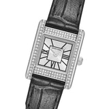 Emporio Armani Classic Crystals Silver Dial Black Leather Strap Watch for Women - AR11660 Buy Now By Emporio Armani