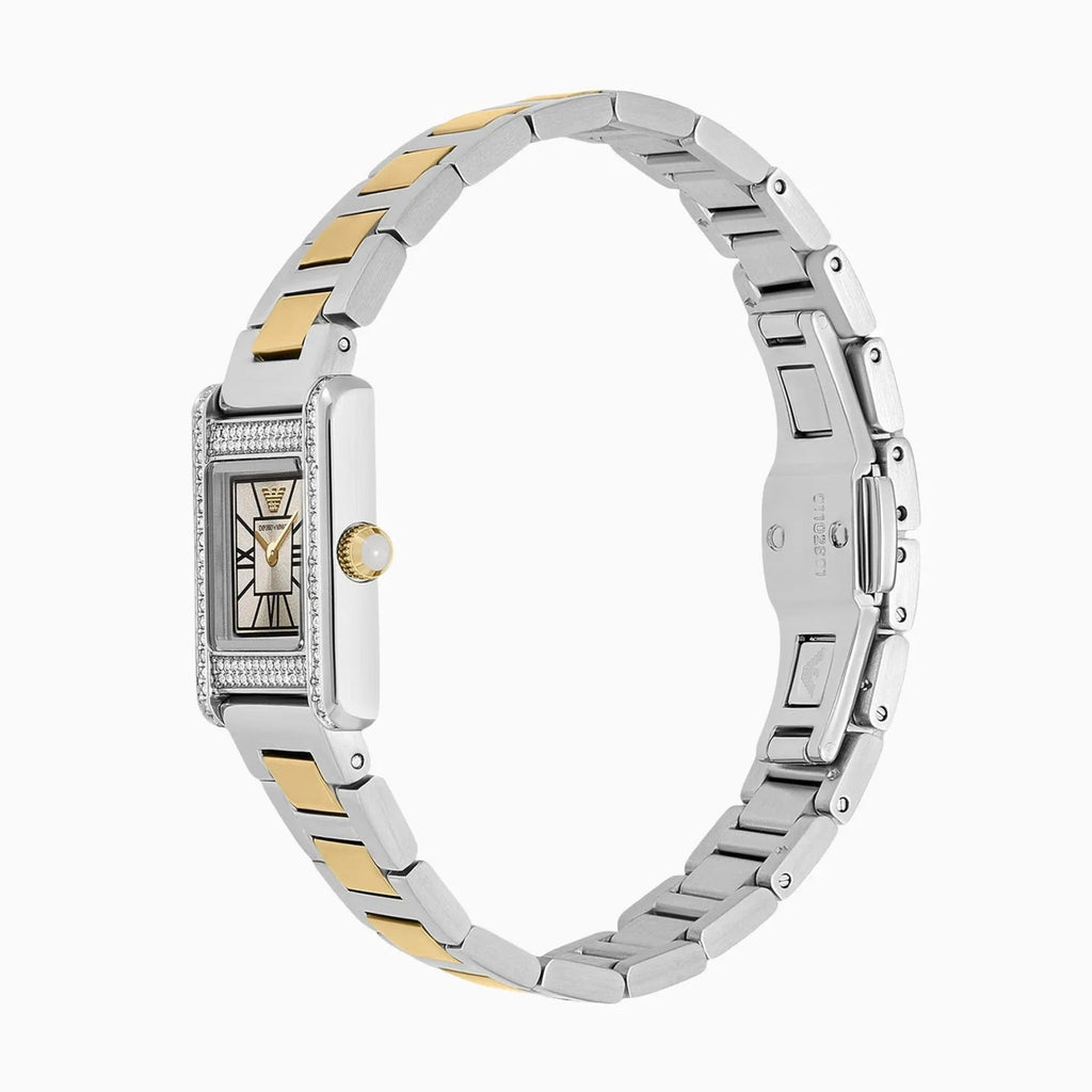 Emporio Armani Genni Crystals Silver Dial Two Tone Steel Strap Watch for Women - AR11704 Buy Now By Emporio Armani
