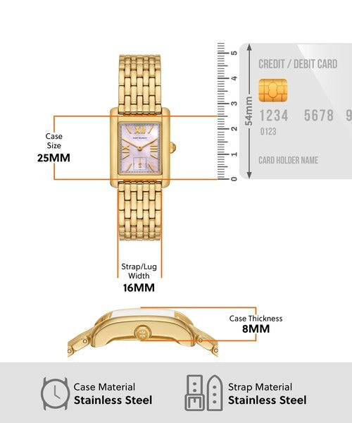 Tory Burch Eleanor Mother of Pearl Pink Dial Gold Steel Strap Watch for Women - TBW1077 Buy Now By Tory Burch