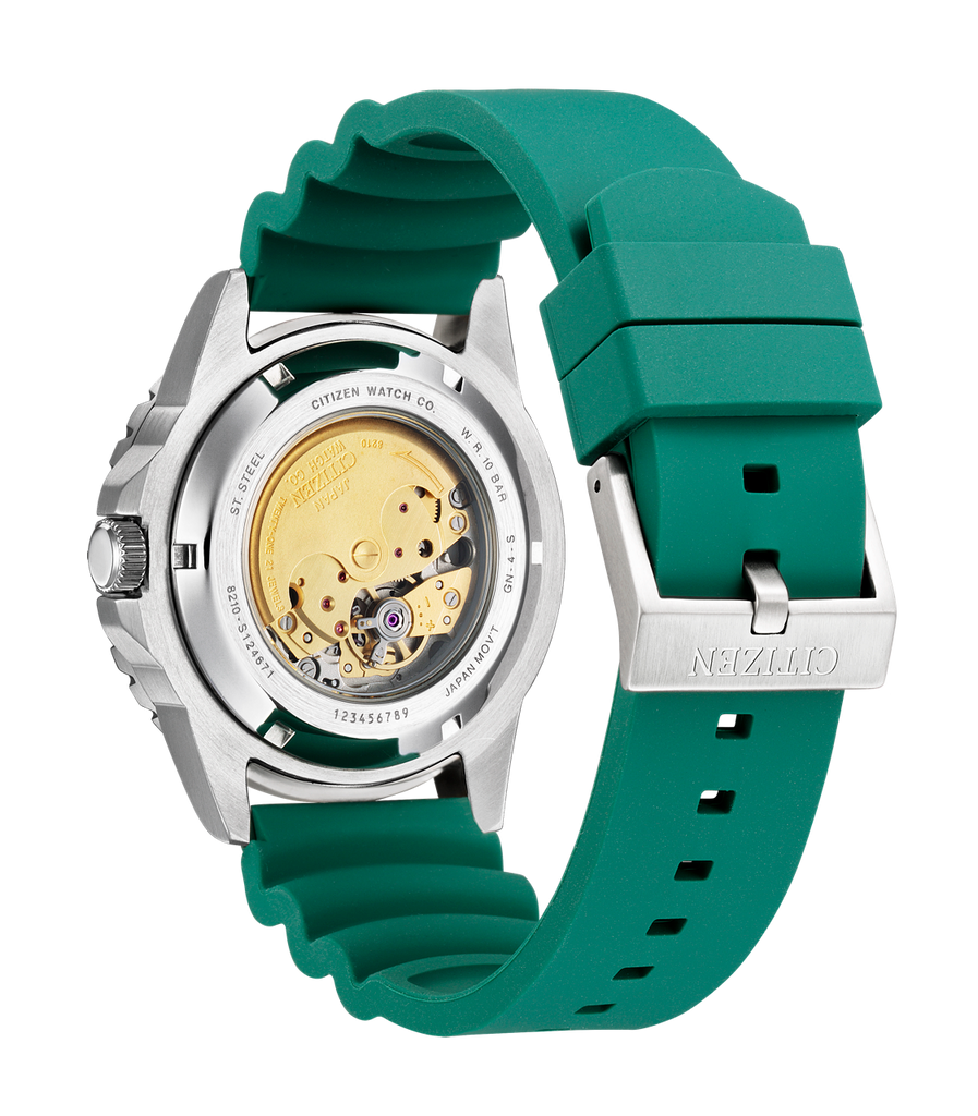 Citizen Mechanical Automatic Green Dial Green Rubber Strap Watch for Men - NJ0129-10X Buy Now By Citizen