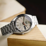 Seiko 5 Sports SNXS Series Automatic Beige Dial Silver Steel Strap Watch for Men - SRPK91K1 Buy Now By Seiko