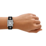 Emporio Armani Classic Crystals Silver Dial Black Leather Strap Watch for Women - AR11660 Buy Now By Emporio Armani