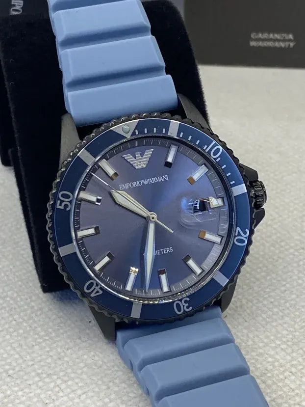 Emporio Armani Sea Explorer Divers Blue Dial Blue Silicone Strap Watch for Men - AR11685 Buy Now By Emporio Armani