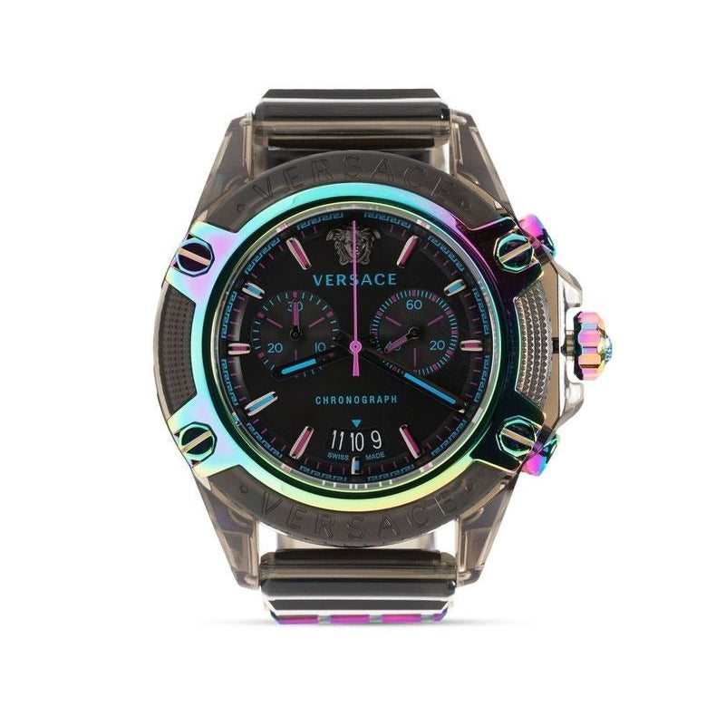 Versace Icon Active Chronograph Black Dial Grey Silicone Strap Watch for Men - VEZ701022 Buy Now By Versace