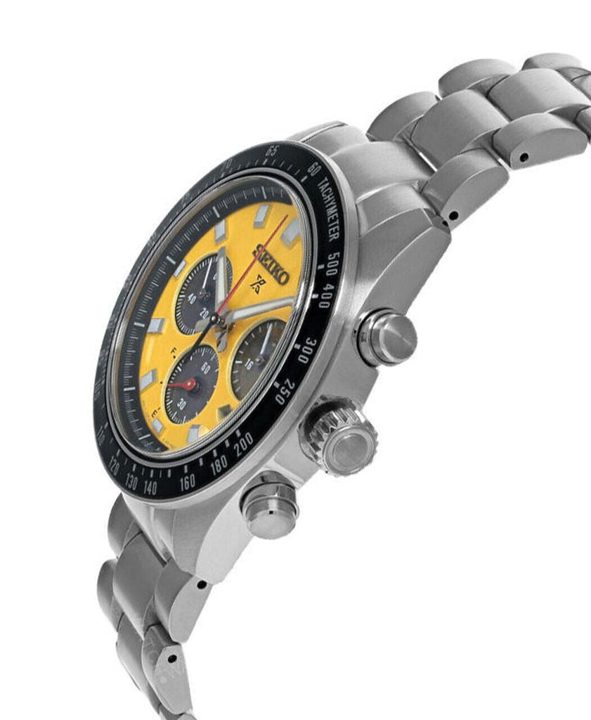 Seiko Prospex Speedtimer Solar Chronograph Yellow Dial Silver Steel Strap Watch for Men - SSC929 Buy Now By Seiko