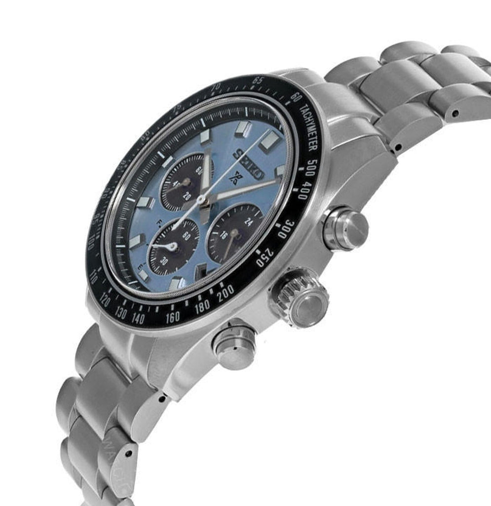 Seiko Prospex Speedtimer 41.4 Solar Chronograph Blue Dial Silver Steel Strap Watch for Men - SSC935