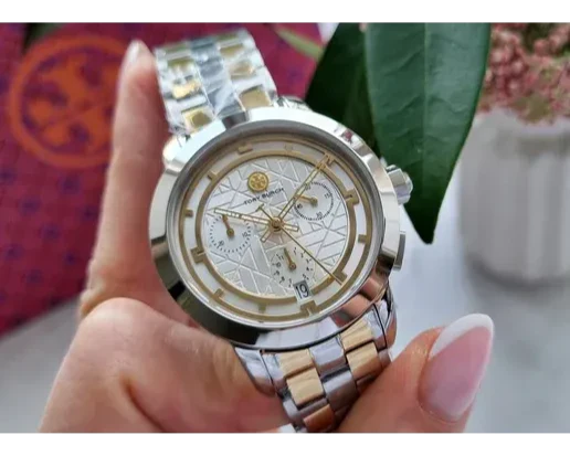Tory Burch Classic Chronograph White Dial Two Tone Steel Strap Watch for Women - TBW1034 Buy Now By Tory Burch