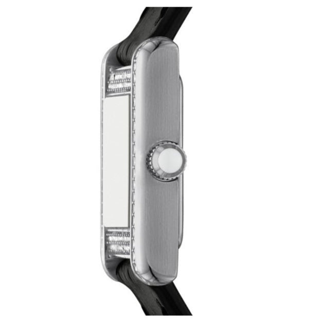 Emporio Armani Classic Crystals Silver Dial Black Leather Strap Watch for Women - AR11660 Buy Now By Emporio Armani