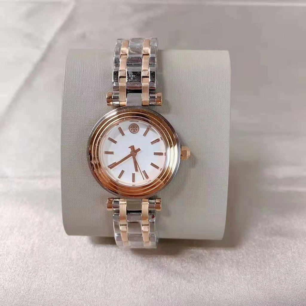 Tory Burch Classic T White Dial Two Tone Steel Strap Watch for Women - TBW9011 Buy Now By Tory Burch