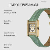 Emporio Armani Classic White Dial Green Leather Strap Watch for Women - AR11661 Buy Now By Emporio Armani