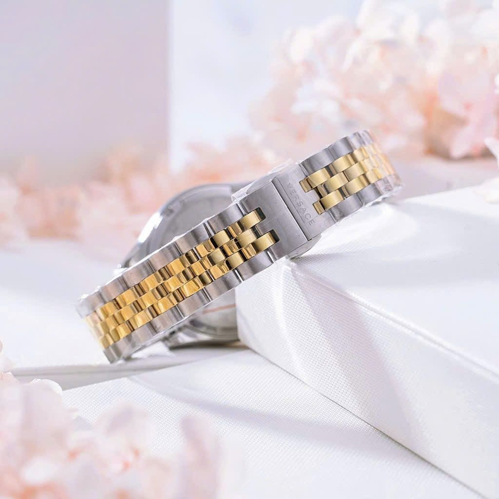 Versace Hellenyium Quartz Blue Dial Two Tone Steel Strap Watch for Women - VE2S00522 Buy Now By Versace