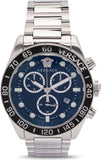 Versace Greca Dome Chronograph Blue Dial Silver Steel Strap Watch for Men - VE6K00323 Buy Now By Versace