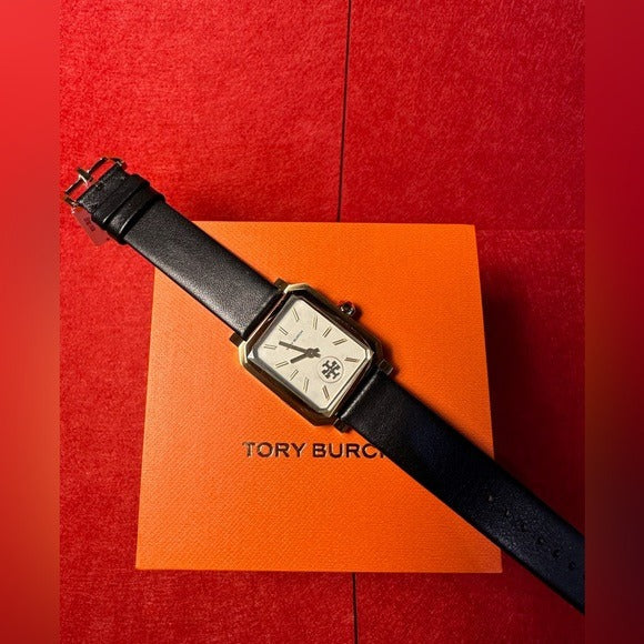 Tory Burch Robinson White Dial Black Leather Strap Watch for Women - TBW1504 Buy Now By Tory Burch