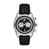 Emporio Armani Racer Chronograph Black Dial Black Leather Strap Watch for Men - AR11635 Buy Now By Emporio Armani