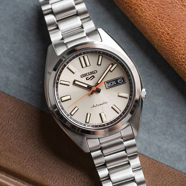 Seiko 5 Sports SNXS Series Automatic Beige Dial Silver Steel Strap Watch for Men - SRPK91K1 Buy Now By Seiko