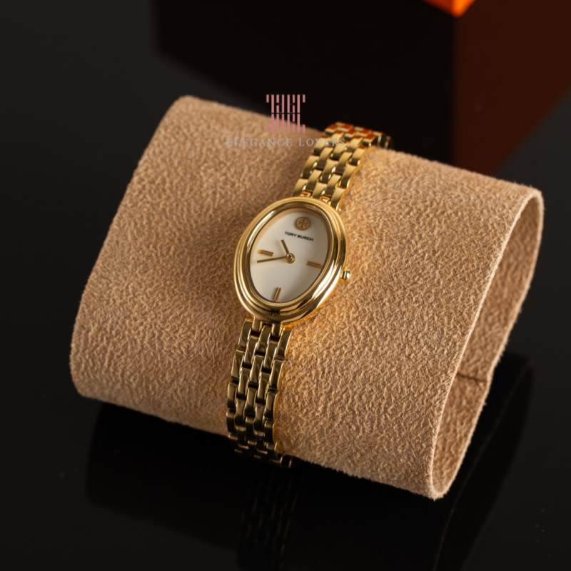 Tory Burch Oval White Dial Gold Steel Strap Watch for Women - TBW6032 Buy Now By Tory Burch