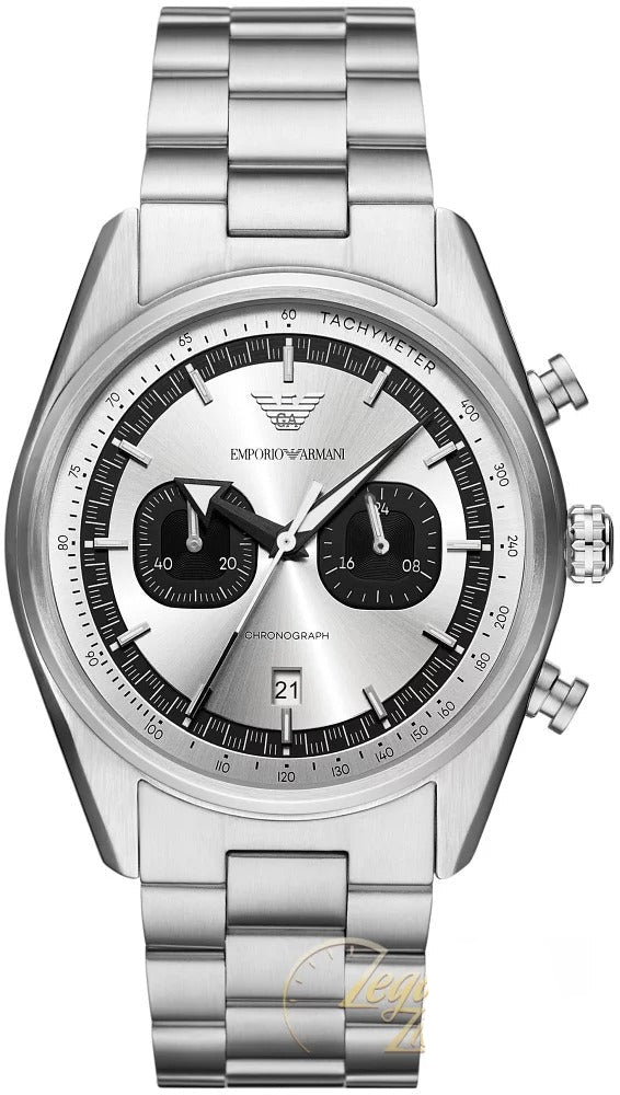Emporio Armani Racer Chronograph Silver Dial Silver Steel Strap Watch for Men - AR11636 Buy Now By Emporio Armani