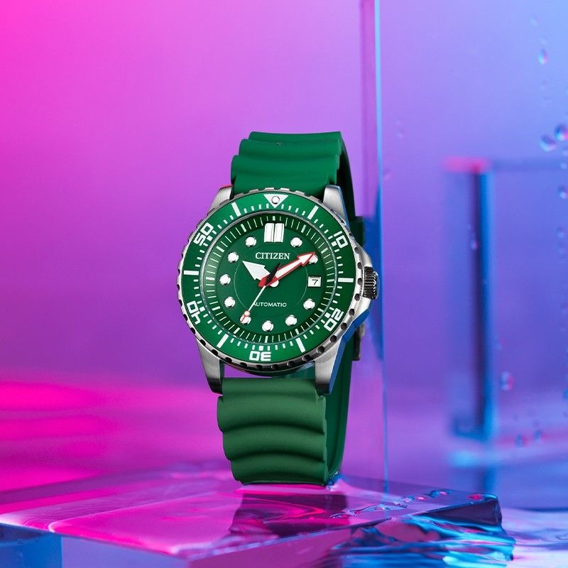 Citizen Mechanical Automatic Green Dial Green Rubber Strap Watch for Men - NJ0129-10X Buy Now By Citizen