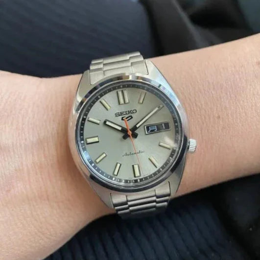 Seiko 5 Sports SNXS Series Automatic Beige Dial Silver Steel Strap Watch for Men - SRPK91K1 Buy Now By Seiko