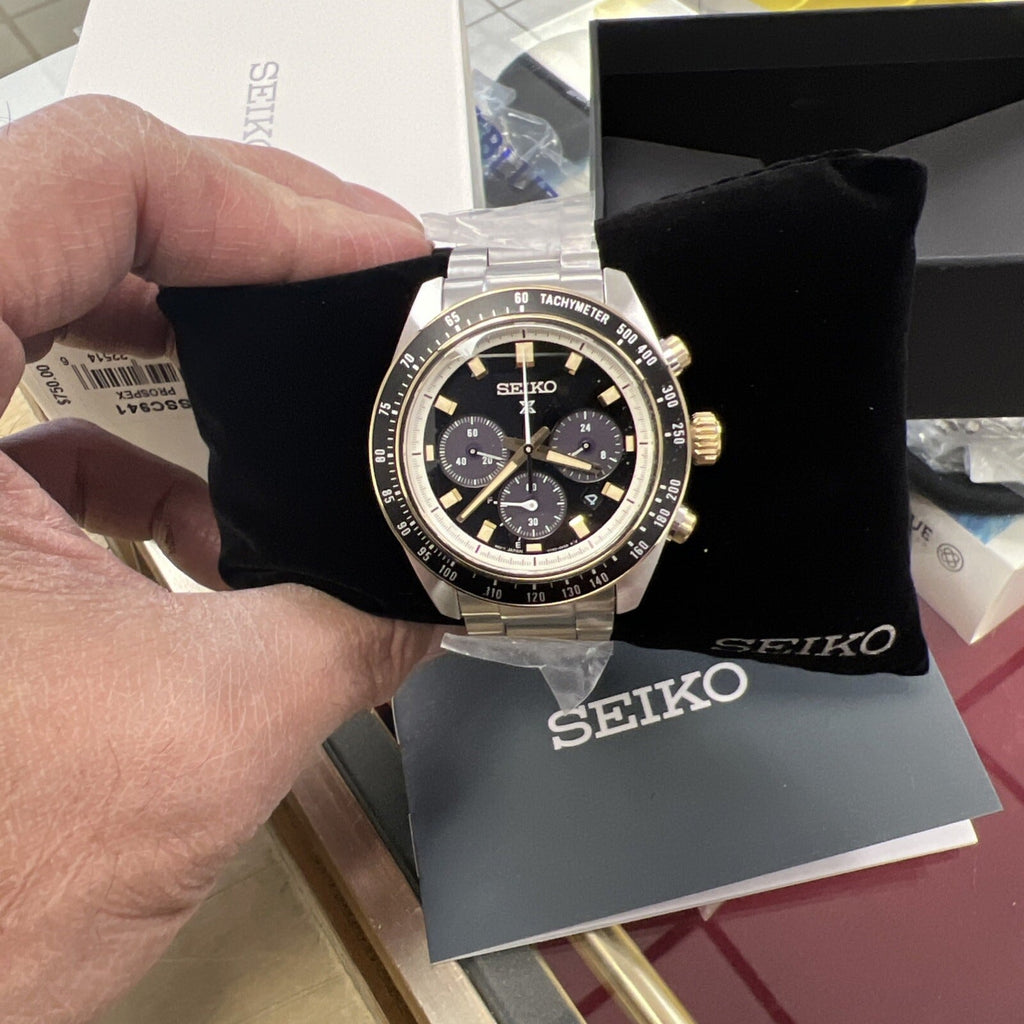 Seiko Prospex Speedtimer Solar Chronograph Black Dial Silver Steel Strap Watch for Men - SSC941 Buy Now By Seiko
