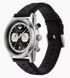 Emporio Armani Racer Chronograph Black Dial Black Leather Strap Watch for Men - AR11635 Buy Now By Emporio Armani