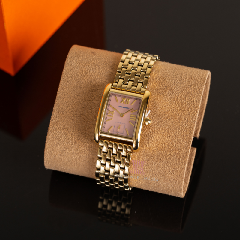 Tory Burch Eleanor Mother of Pearl Pink Dial Gold Steel Strap Watch for Women - TBW1077 Buy Now By Tory Burch