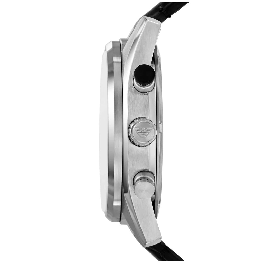 Emporio Armani Racer Chronograph Black Dial Black Leather Strap Watch for Men - AR11635 Buy Now By Emporio Armani