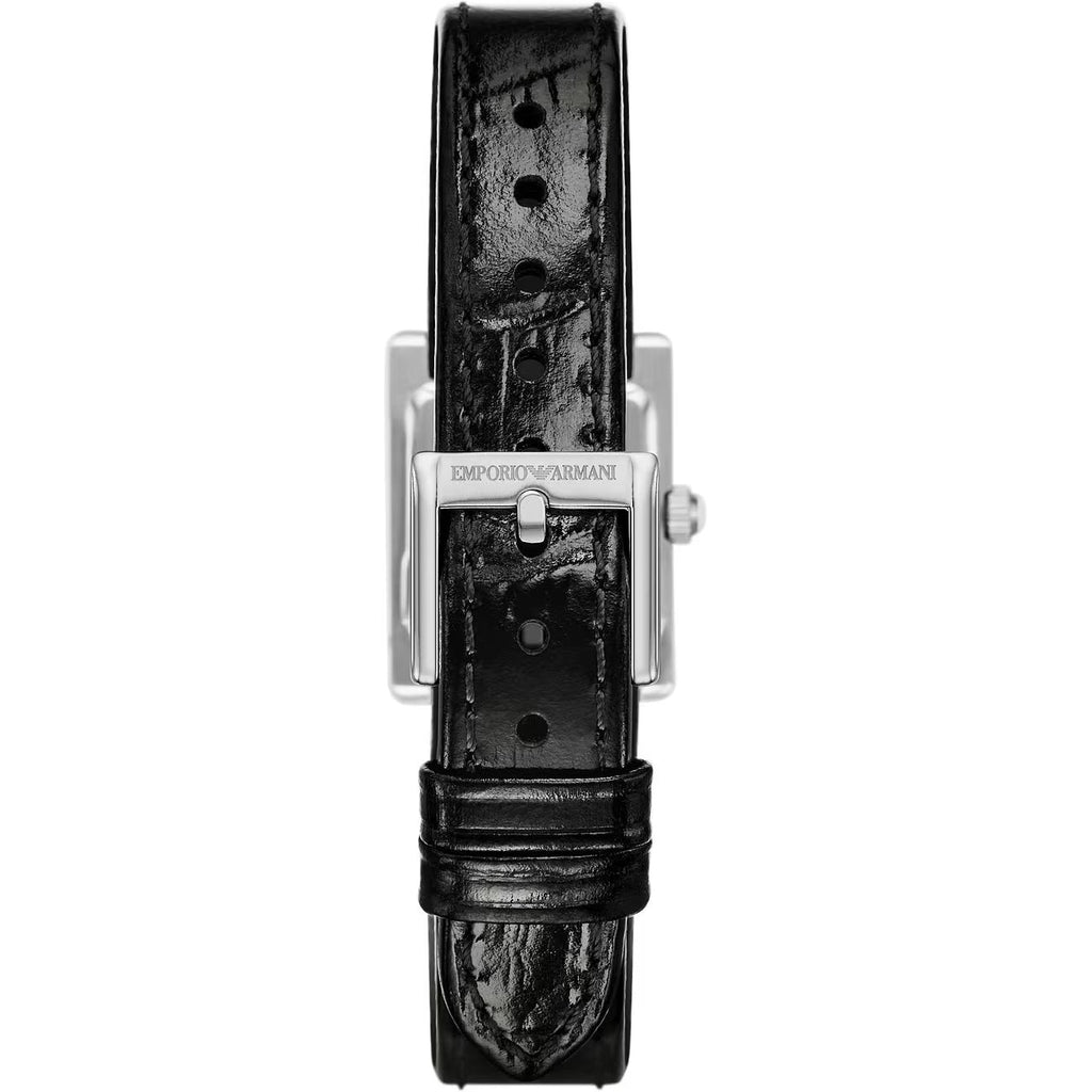 Emporio Armani Classic Crystals Silver Dial Black Leather Strap Watch for Women - AR11660 Buy Now By Emporio Armani