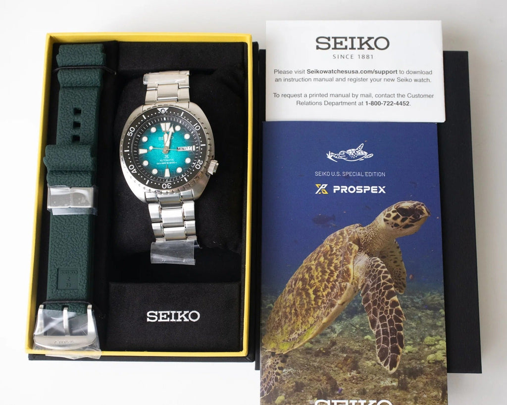 Seiko US Special Edition Automatic Green Dial Silver Steel Strap Watch for Men - SRPH57