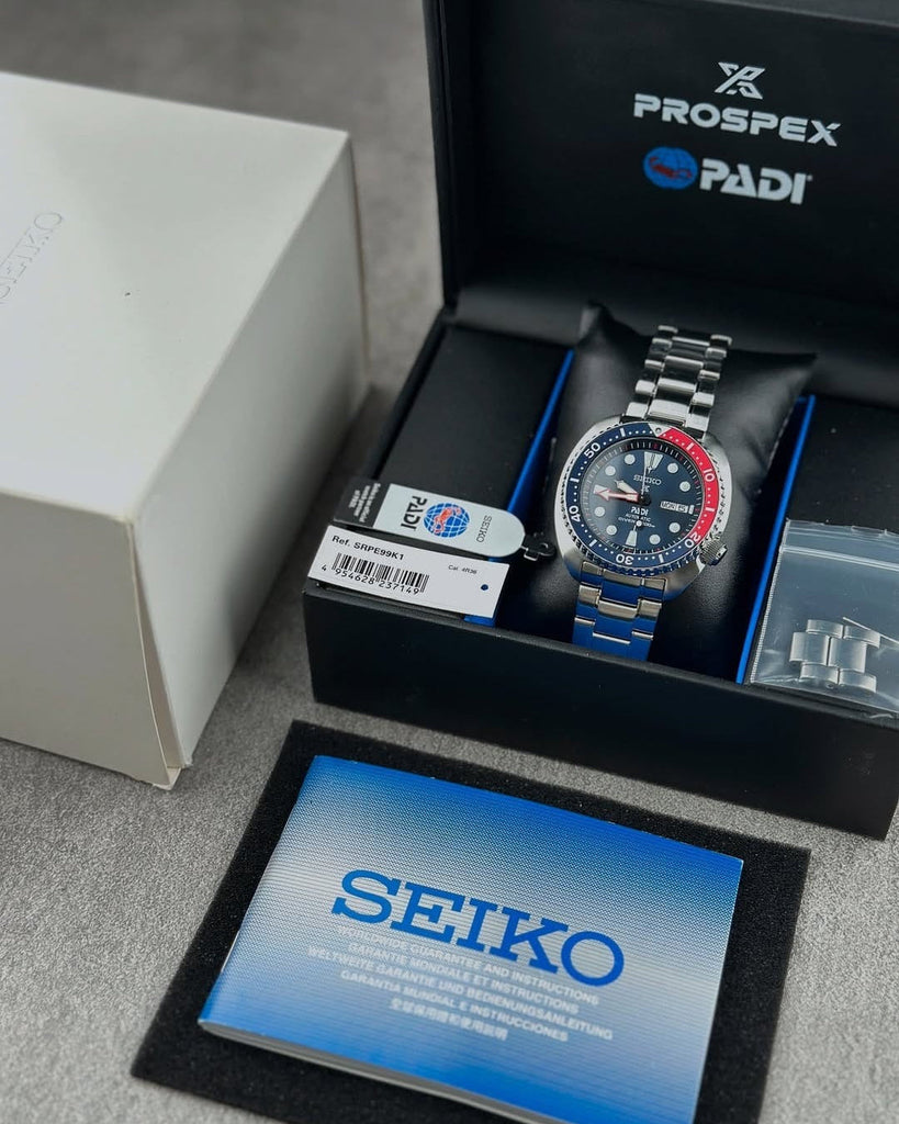 Seiko Prospex PADI Special Edition Automatic Blue Dial Silver Steel Strap Watch for Men - SRPE99