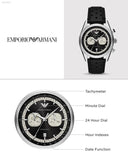 Emporio Armani Racer Chronograph Black Dial Black Leather Strap Watch for Men - AR11635 Buy Now By Emporio Armani