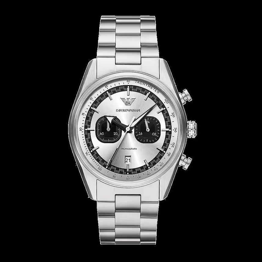 Emporio Armani Racer Chronograph Silver Dial Silver Steel Strap Watch for Men - AR11636 Buy Now By Emporio Armani