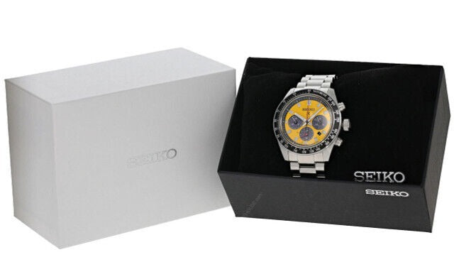 Seiko Prospex Speedtimer Solar Chronograph Yellow Dial Silver Steel Strap Watch for Men - SSC929 Buy Now By Seiko