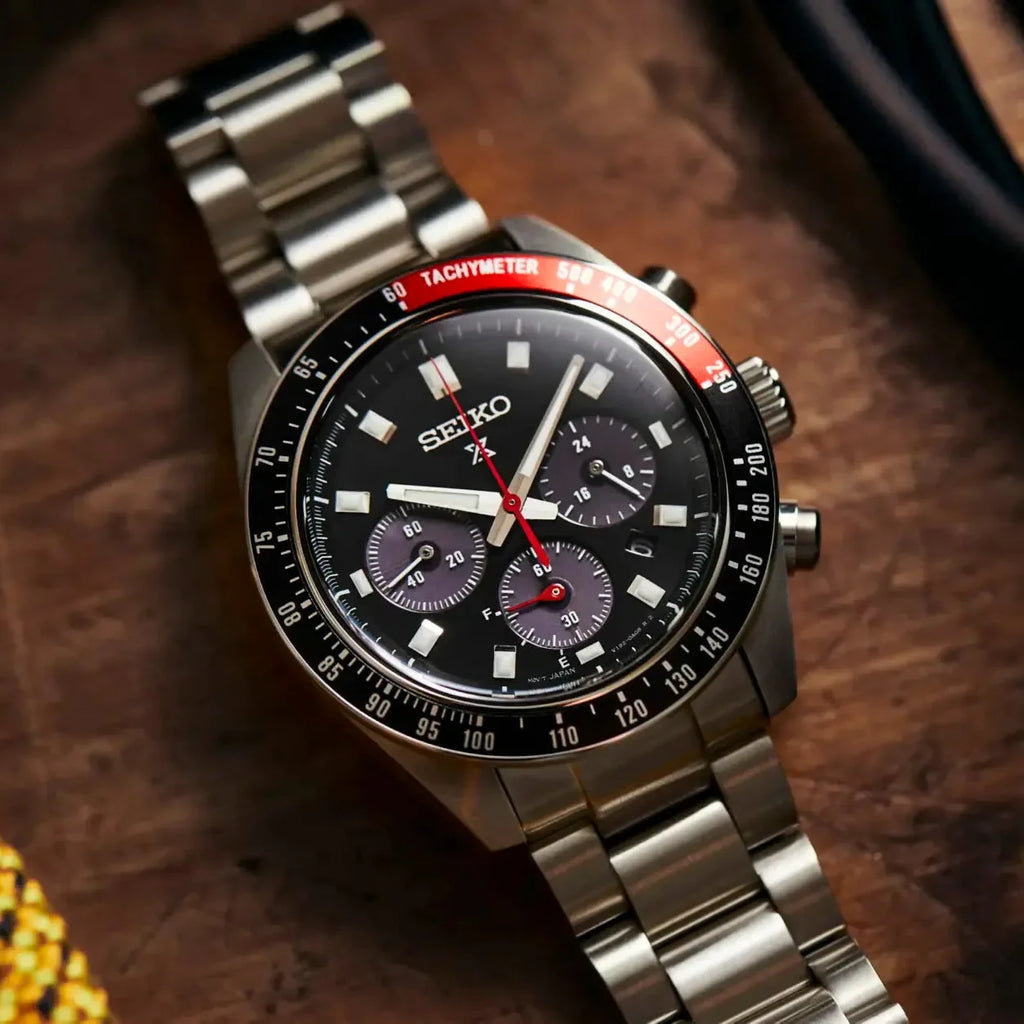 Seiko Prospex Speedtimer Solar Chronograph Black Dial Silver Steel Strap Watch for Men - SSC915 Buy Now By Seiko