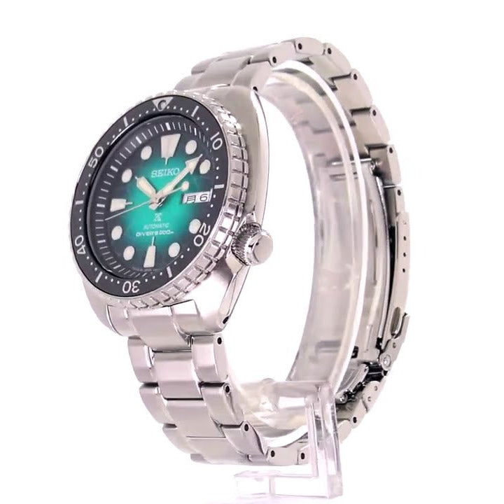 Seiko US Special Edition Automatic Green Dial Silver Steel Strap Watch for Men - SRPH57