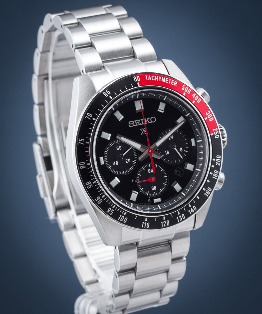 Seiko Prospex Speedtimer Solar Chronograph Black Dial Silver Steel Strap Watch for Men - SSC915 Buy Now By Seiko