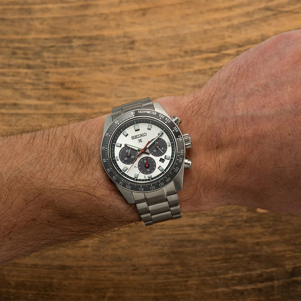 Seiko Prospex Speedtimer Solar Chronograph Silver Dial Silver Steel Strap Watch for Men - SSC911 Buy Now By Seiko