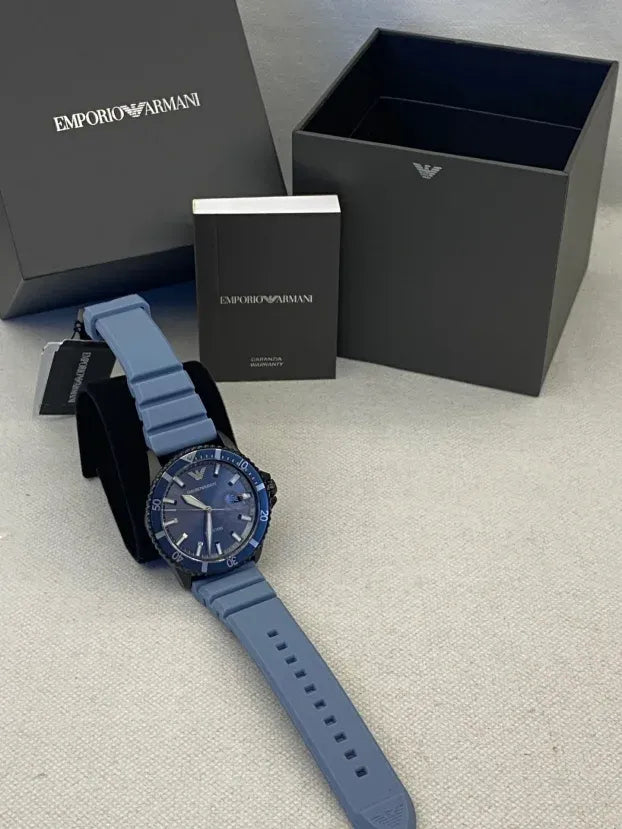 Emporio Armani Sea Explorer Divers Blue Dial Blue Silicone Strap Watch for Men - AR11685 Buy Now By Emporio Armani