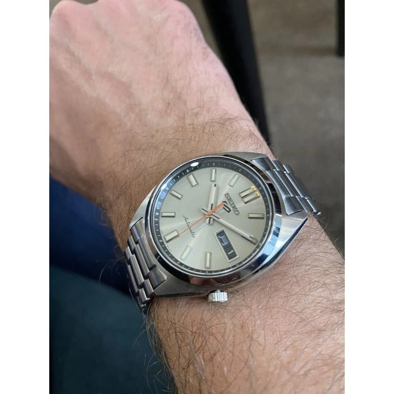 Seiko 5 Sports SNXS Series Automatic Beige Dial Silver Steel Strap Watch for Men - SRPK91K1 Buy Now By Seiko
