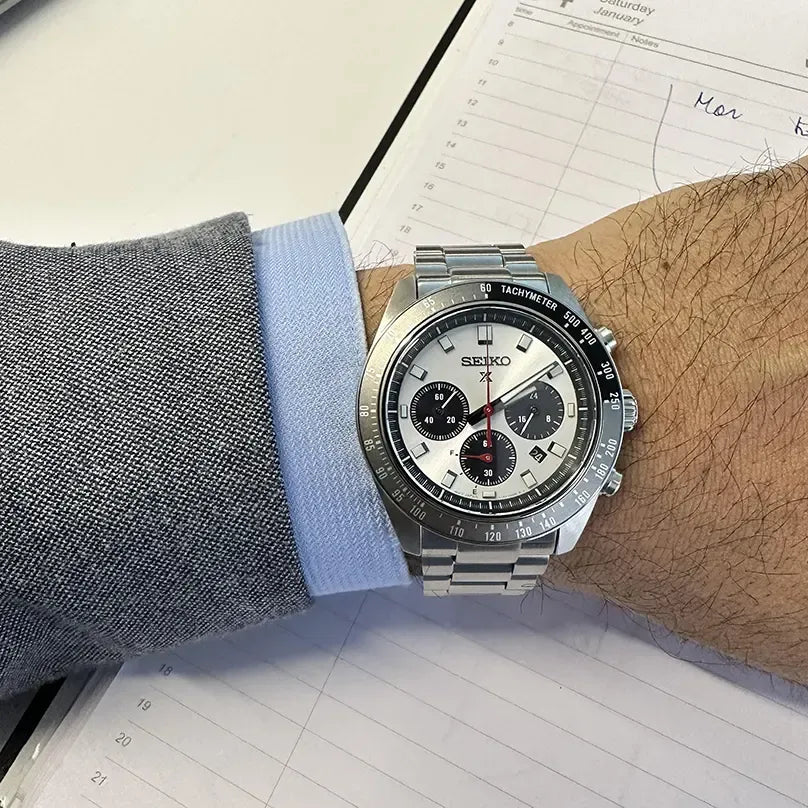 Seiko Prospex Speedtimer Solar Chronograph Silver Dial Silver Steel Strap Watch for Men - SSC911 Buy Now By Seiko