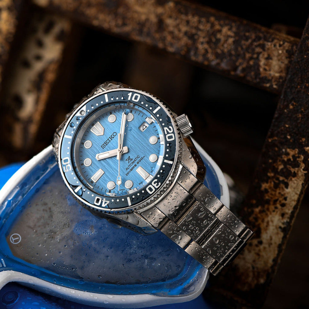 Seiko Prospex Glacier Save The Ocean Special Edition Automatic Blue Dial Silver Steel Strap Watch for Men - SPB299J1